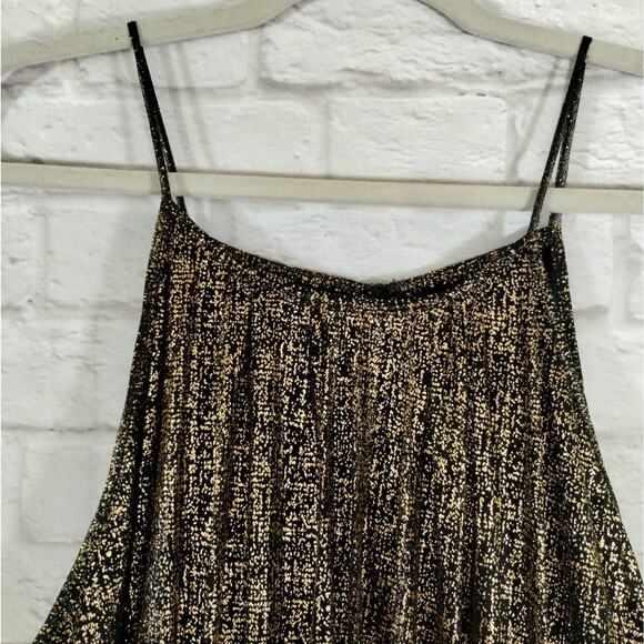 O Candalite Petite Women's Gold Black Pleated Sleeveless Midi Knee Dress NWT PXL - Picture 6 of 14